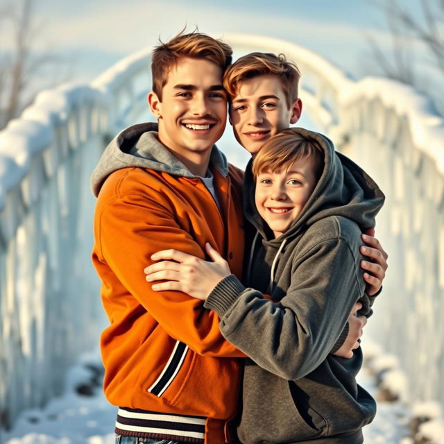 A heartfelt scene featuring two high school boys in an embrace, showcasing their contrasting personalities