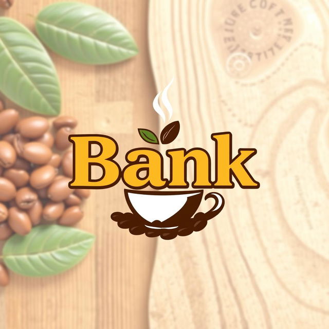 A logo design for a coffee brand called 'Bank', featuring a bold and modern font that emphasizes the name 'Bank' in a stylized way