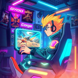 A dynamic and colorful illustration of a character playing a game