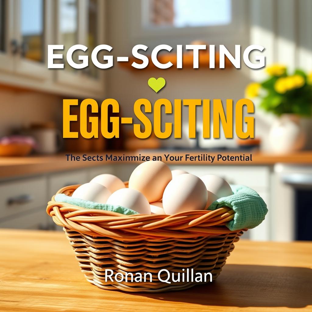 A flat cover design for a book titled "EGG-SCITING Secrets to Maximize Your Fertility Potential"