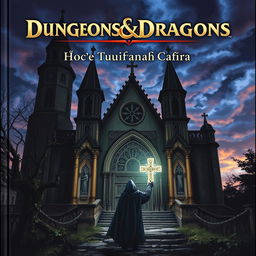A captivating cover for a Dungeons & Dragons adventure titled "Пропавший Крест Епископа" (The Bishop's Missing Cross)