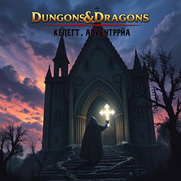 A captivating cover for a Dungeons & Dragons adventure titled "Пропавший Крест Епископа" (The Bishop's Missing Cross)