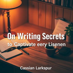 A cozy writing space featuring an inviting wooden desk adorned with open notebooks, a classic fountain pen, and a steaming cup of coffee