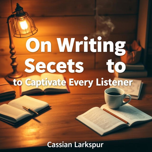 A cozy writing space featuring an inviting wooden desk adorned with open notebooks, a classic fountain pen, and a steaming cup of coffee