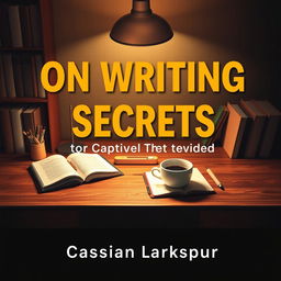 A realistic design for a book cover titled 'On Writing Secrets to Captivate Every Listener' by author Cassian Larkspur