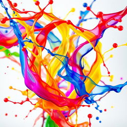 An abstract representation of colorful splashes and liquid motions, capturing the essence of dynamism and energy in a vibrant display