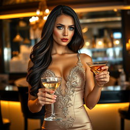 A glamorous and elegant portrait of a stylish woman named C