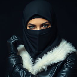 A woman in a niqab and hijab, with a mysterious look in her eyes