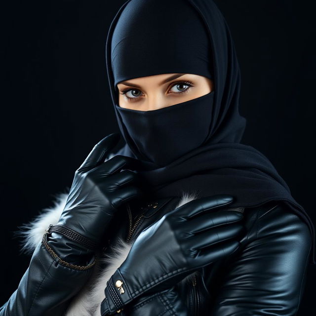 A woman in a niqab and hijab, with a mysterious look in her eyes