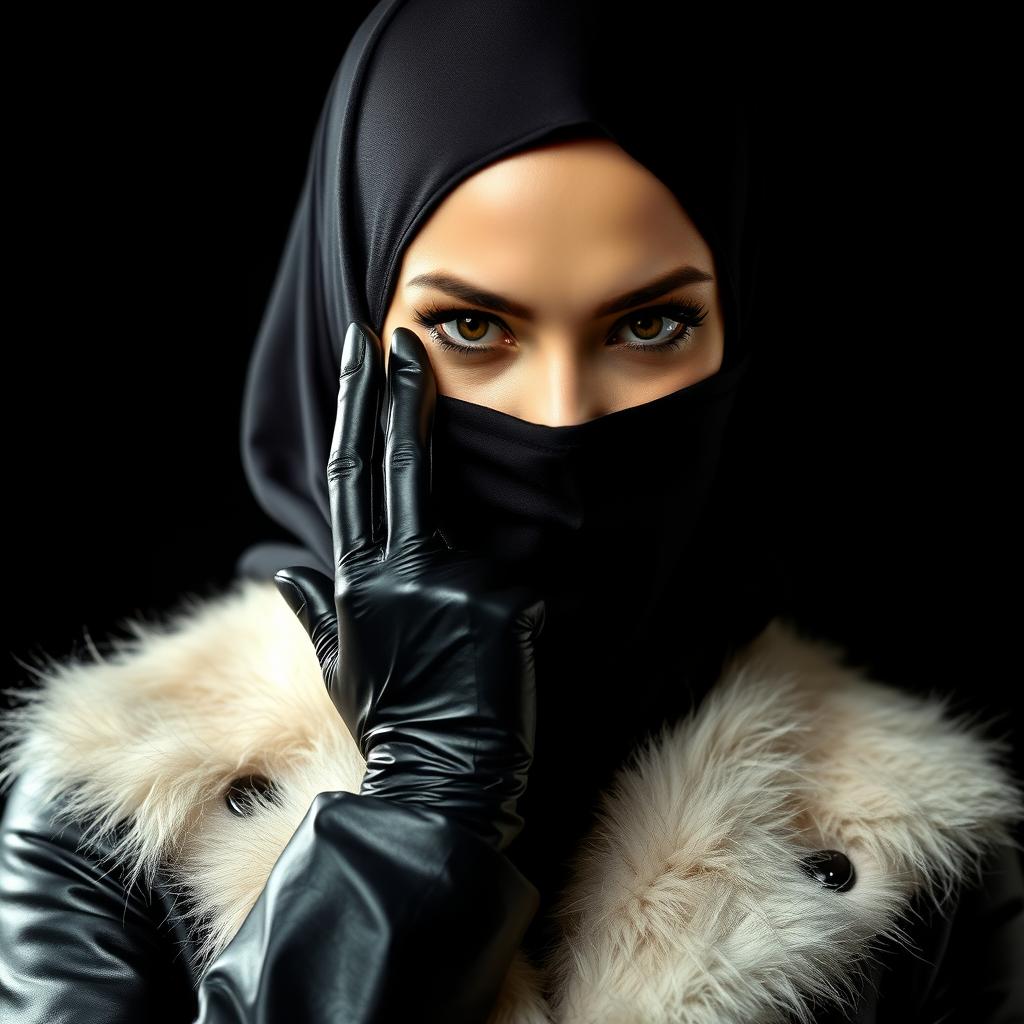 A woman in a niqab and hijab, with a mysterious look in her eyes