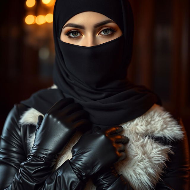 A woman wearing a niqab and hijab, with kohl accentuating her eyes