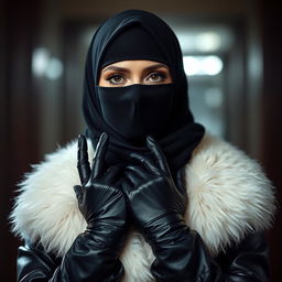 A woman wearing a niqab and hijab, with kohl accentuating her eyes