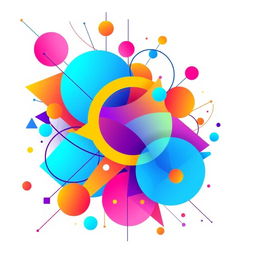 A stunning image that emulates vector art style, featuring a vibrant geometric abstract composition