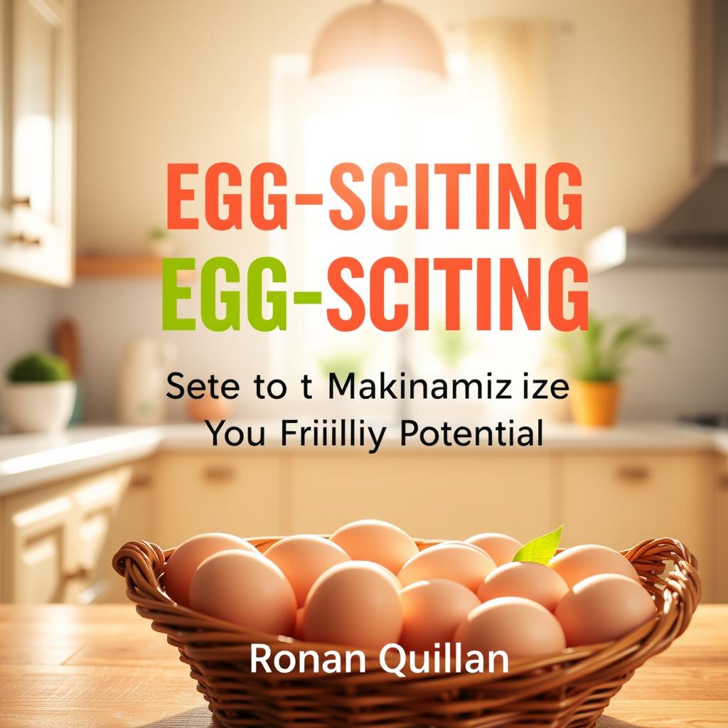 A flat book cover design featuring a realistic image of a sunny, vibrant kitchen filled with natural light