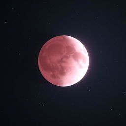 A beautiful, pale pink planet floating in deep space, surrounded by stars and cosmic dust
