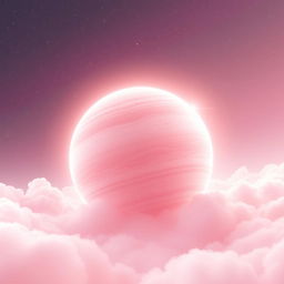 A stunning pale pink planet set against a starry universe, radiating a soft, enchanting glow