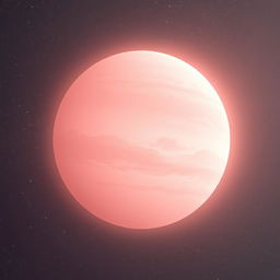 A stunning pale pink planet set against a starry universe, radiating a soft, enchanting glow