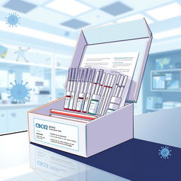 An illustrative and informative depiction of an infectious disease test kit, specifically the BCID2