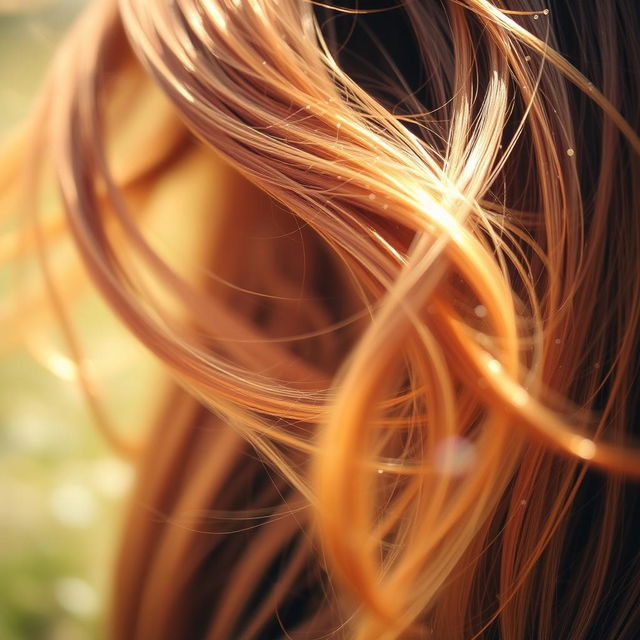 A close-up, artistic depiction of luxurious hair flowing in the wind