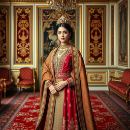A royal portrait of a woman from the Qajar era, inspired by the wives of Nasser al-Din Shah