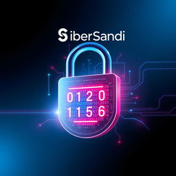 A visually striking digital illustration of a modern cyber security concept, featuring an abstract lock symbol representing security and safety