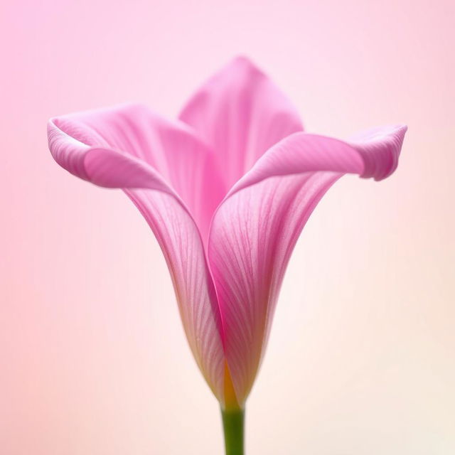 A close-up artistic representation of a pink flower resembling the shape of a vulva, showcasing delicate petals in soft pink hues