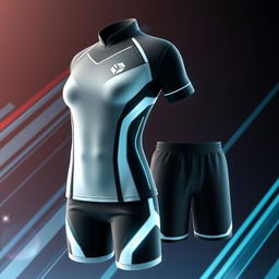 Futuristic school sports uniform in sleek black and white design