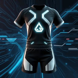 Futuristic school sports uniform in sleek black and white design