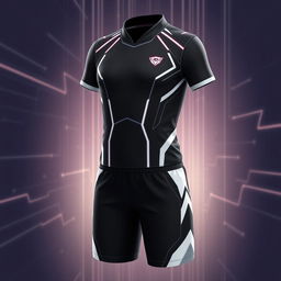 Futuristic school sports uniform in sleek black and white design