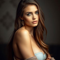 A sensual and alluring portrait of a beautiful woman with an attractive physique, exuding confidence and charm