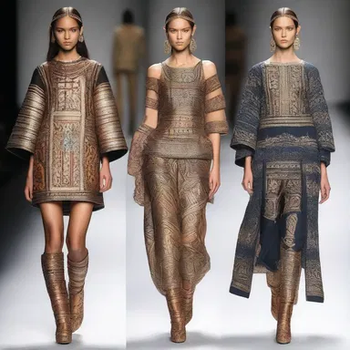 The fashion designer incorporated Scythian-inspired elements into her latest collection, featuring intricate patterns and tribal motifs.