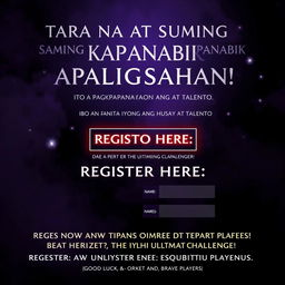A mysterious and captivating poster promoting an exciting competition