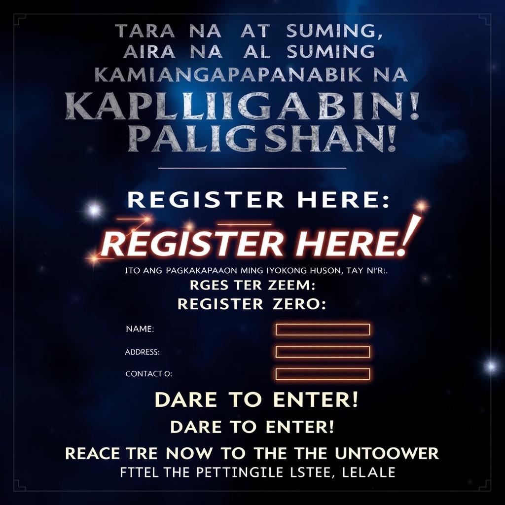 A mysterious and compelling poster designed to promote an intriguing competition
