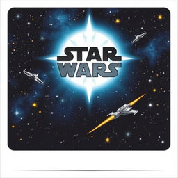 A blank collector card inspired by the Star Wars universe incorporating the iconic Star Wars logo prominently at the top center