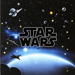 A blank collector card inspired by the Star Wars universe incorporating the iconic Star Wars logo prominently at the top center