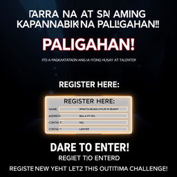 A visually striking and mysterious poster designed to promote an exhilarating game competition