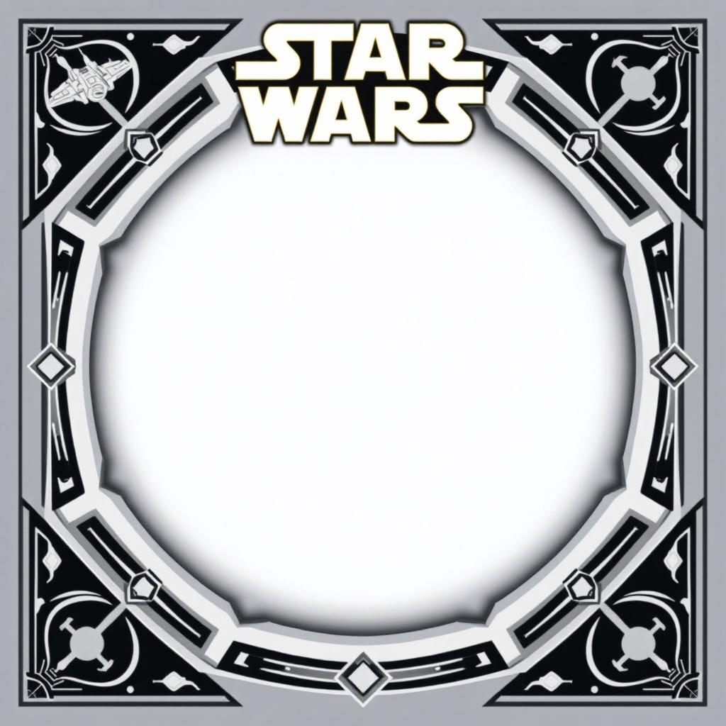A blank collector card inspired by Star Wars, featuring the iconic Star Wars logo prominently displayed at the top center
