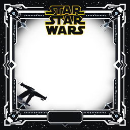 A blank collector card inspired by Star Wars, featuring the iconic Star Wars logo prominently displayed at the top center