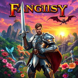 A dynamic and colorful scene showcasing a fantasy game world