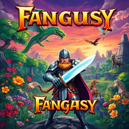 A dynamic and colorful scene showcasing a fantasy game world