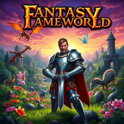 A dynamic and colorful scene showcasing a fantasy game world