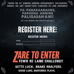 A mysterious and slightly scary poster for an exciting gaming competition, designed with an air of intrigue