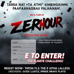 A mysterious and slightly scary poster for an exciting gaming competition, designed with an air of intrigue