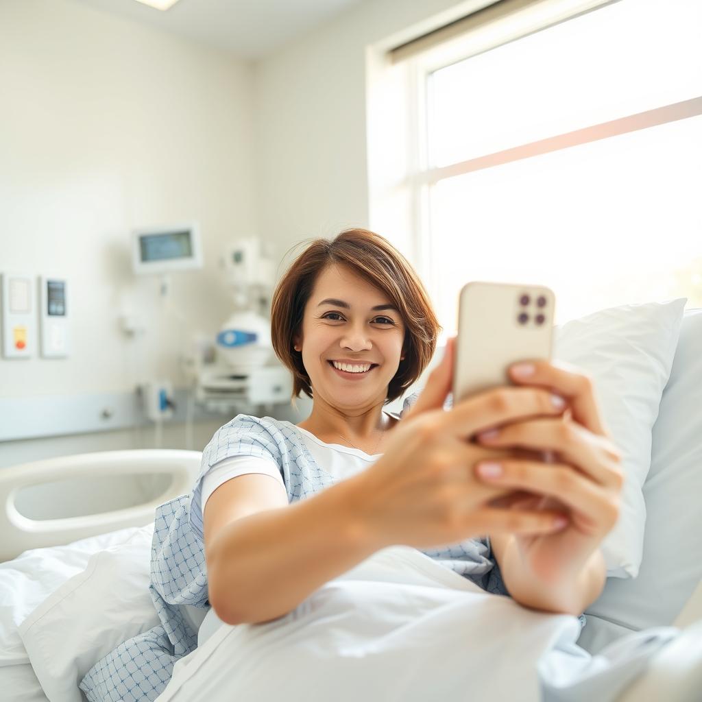 A hospital room featuring a bright, airy atmosphere