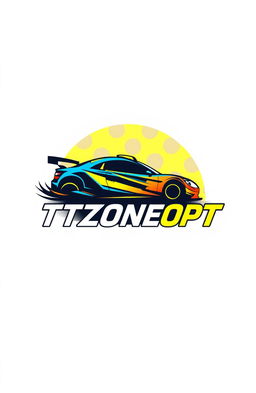 A modern logo design featuring a stylized rally car in action, the car is sleek and dynamic, with vivid colors that convey speed and excitement