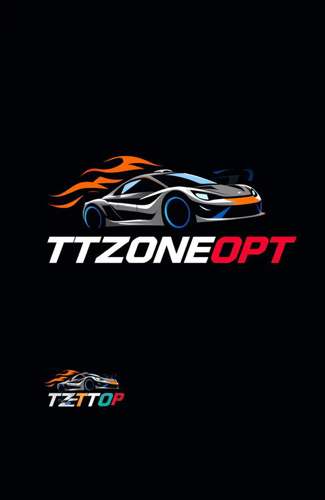 A modern logo design featuring a stylized rally car in action, the car is sleek and dynamic, with vivid colors that convey speed and excitement