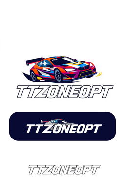 A modern logo design featuring a stylized rally car in action, the car is sleek and dynamic, with vivid colors that convey speed and excitement