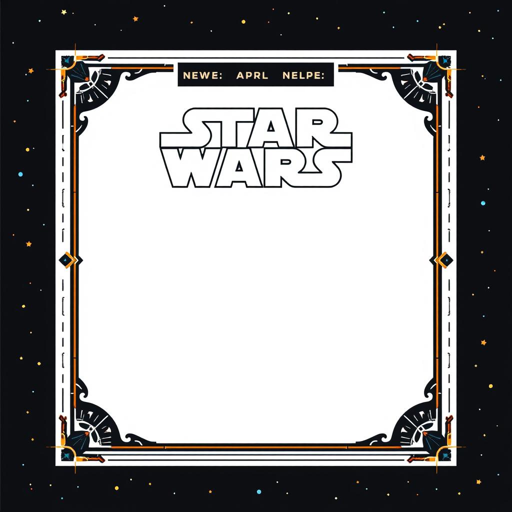 A blank collector card design inspired by Star Wars, featuring the iconic Star Wars logo prominently centered at the top