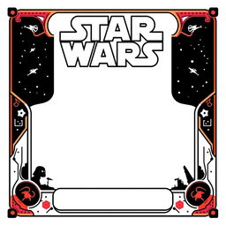 A blank collector card design inspired by Star Wars, featuring the iconic Star Wars logo prominently centered at the top