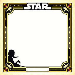 A blank collector card design inspired by Star Wars, featuring the iconic Star Wars logo prominently centered at the top